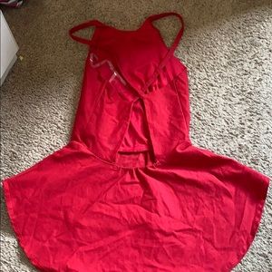 Open back Red peplum top